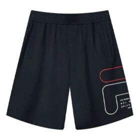Alfabetlogotyp, stickade fritidsshorts, blå