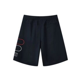 Alfabetlogotyp, stickade fritidsshorts, blå
