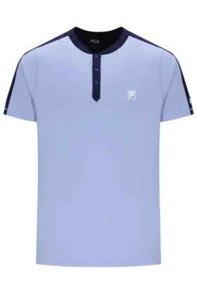 Blå Henry Neck-tennis-T-shirt för herr