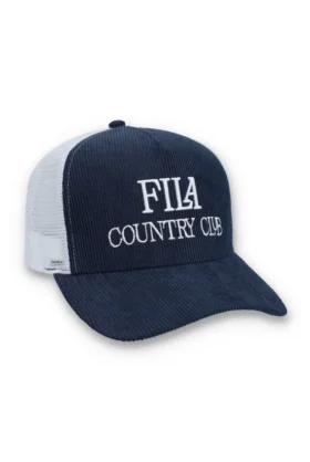 Fila Navy Cody-kepsa i corduroy med nätbakstycke och broderad grafik