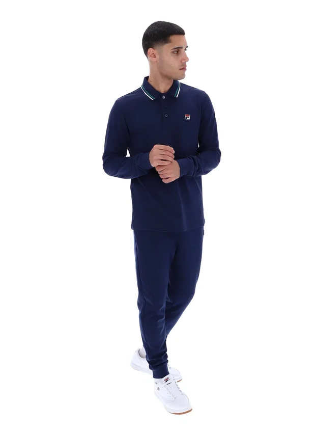 Fila Navy Monte långärmad polotröja med kontrasterande krage
