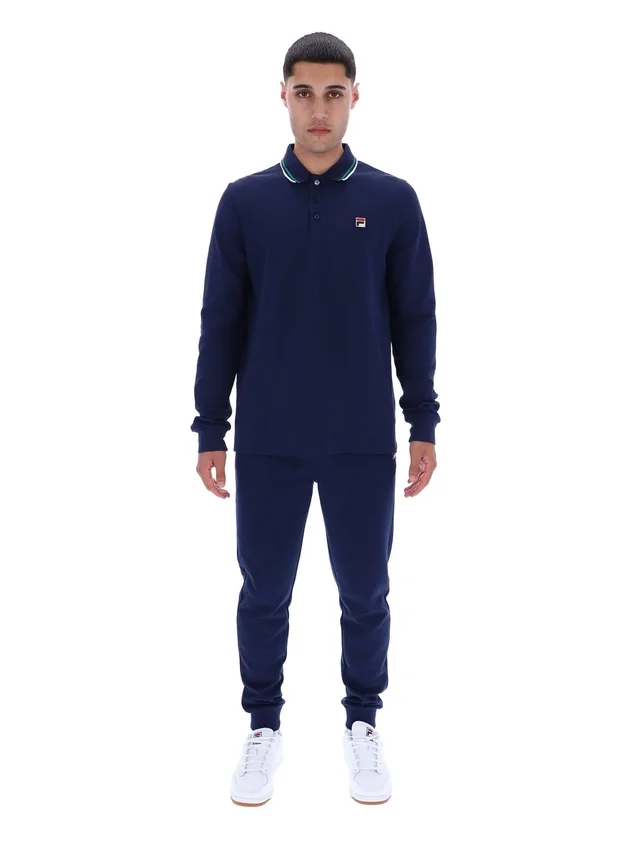 Fila Navy Monte långärmad polotröja med kontrasterande krage
