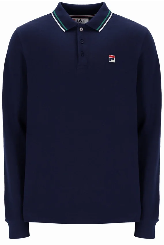 Fila Navy Monte långärmad polotröja med kontrasterande krage