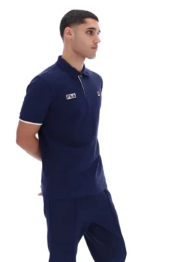 Fila Navy Pablo polotröja med tre knappar och ribbade kanter