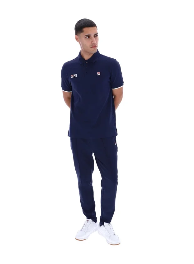 Fila Navy Pablo polotröja med tre knappar och ribbade kanter