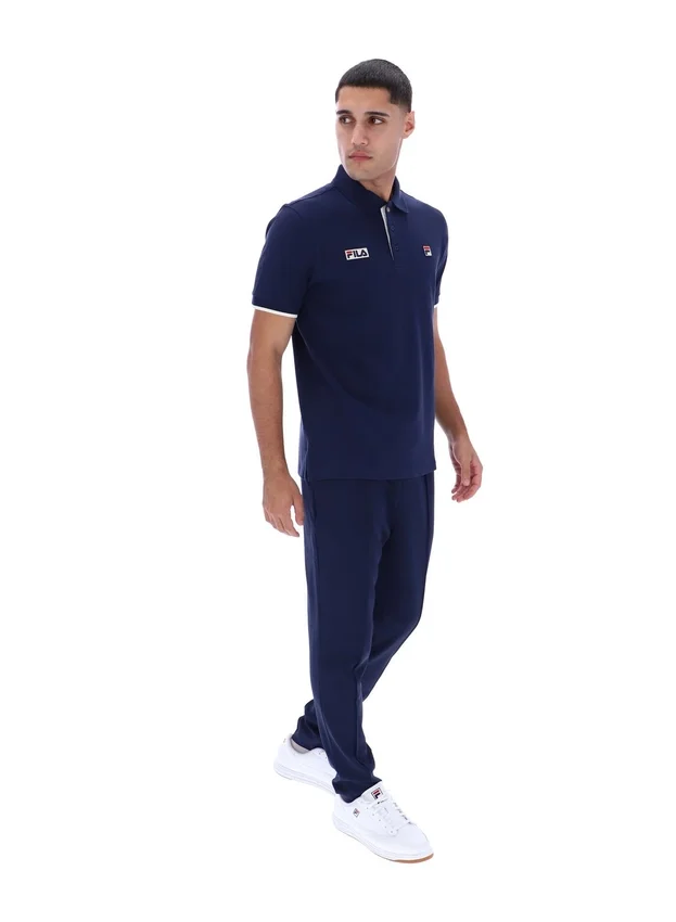 Fila Navy Pablo polotröja med tre knappar och ribbade kanter