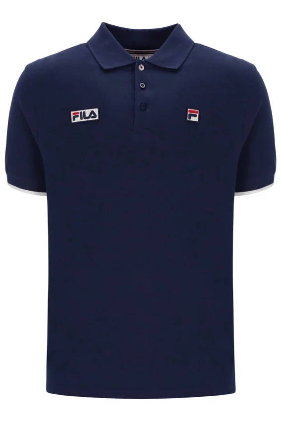 Fila Navy Pablo polotröja med tre knappar och ribbade kanter