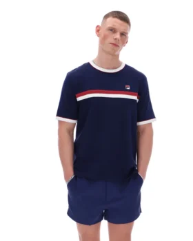 Fila Navy Rosario-T-shirt med frottéränder
