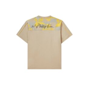 Fila x 3.1 Phillip Lim T-shirt med logotryck, ficka, rund hals, sportig, andningsbar, kortärmad för män, brun