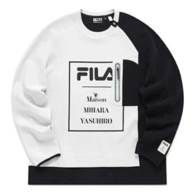 Fila x Mihara Yasuhiro tröja med tryckta bokstäver "White Black"