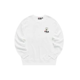 Herr-tröja Fila x Pepe Shimada Crossover med tecknad tryck, rund hals, vit