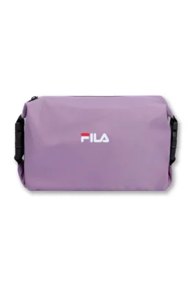 Lila toalettväska med logotyp
