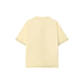 T-shirt för män med bokstavslogotyp, sportig, lös passform, rund hals och korta ärmar – gul